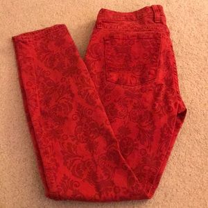 Red printed lucky brand jeans